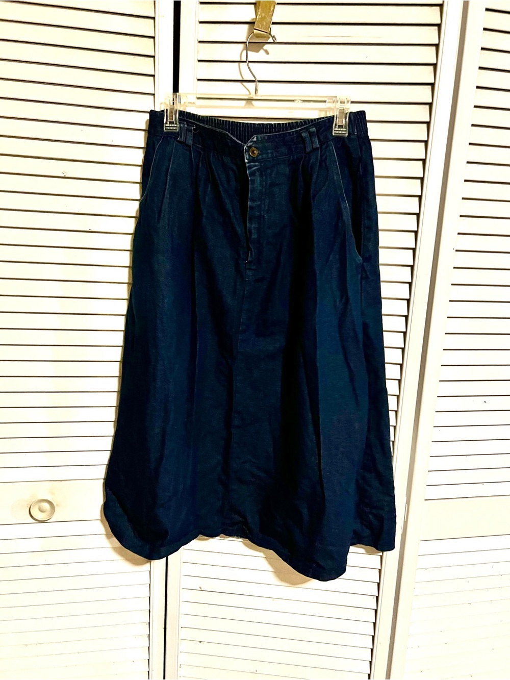 Sag Harbor Navy Midi Skirt with Pleated Front